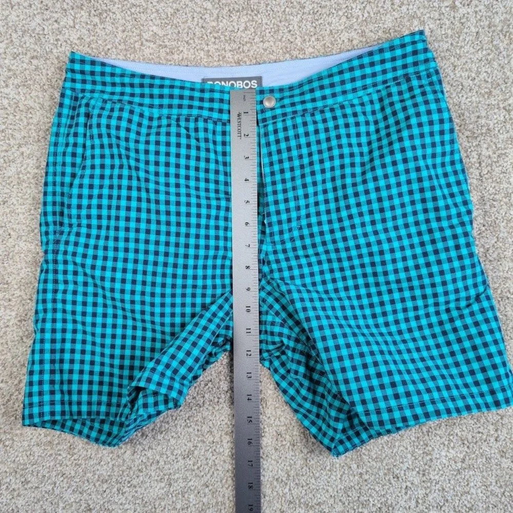 Bonobos Mens Swim‎ Trunks Shorts Blue Black Gingham Plaid 7